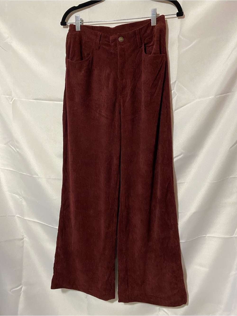 Vintage Wide Leg Corduroy Pants in Deep Burgundy
